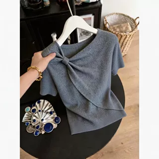 设计感小众扭结短袖t恤女2026夏季新款轻奢时髦女装显瘦针织上衣