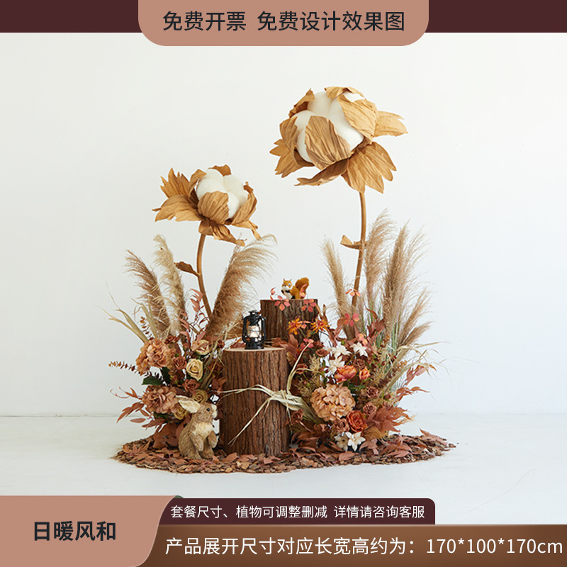 植物造景假绿植棉花云朵芦苇干花装饰直播间秋冬橱窗场景布置日暖|undefined