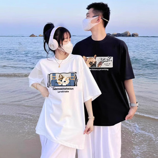 Summer Pure Cotton Short-Sleeved T-Shirt Couple Wear Lazy Style Loose Niche Design Tops for Men and Women Student Trendy Brand Class Uniforms