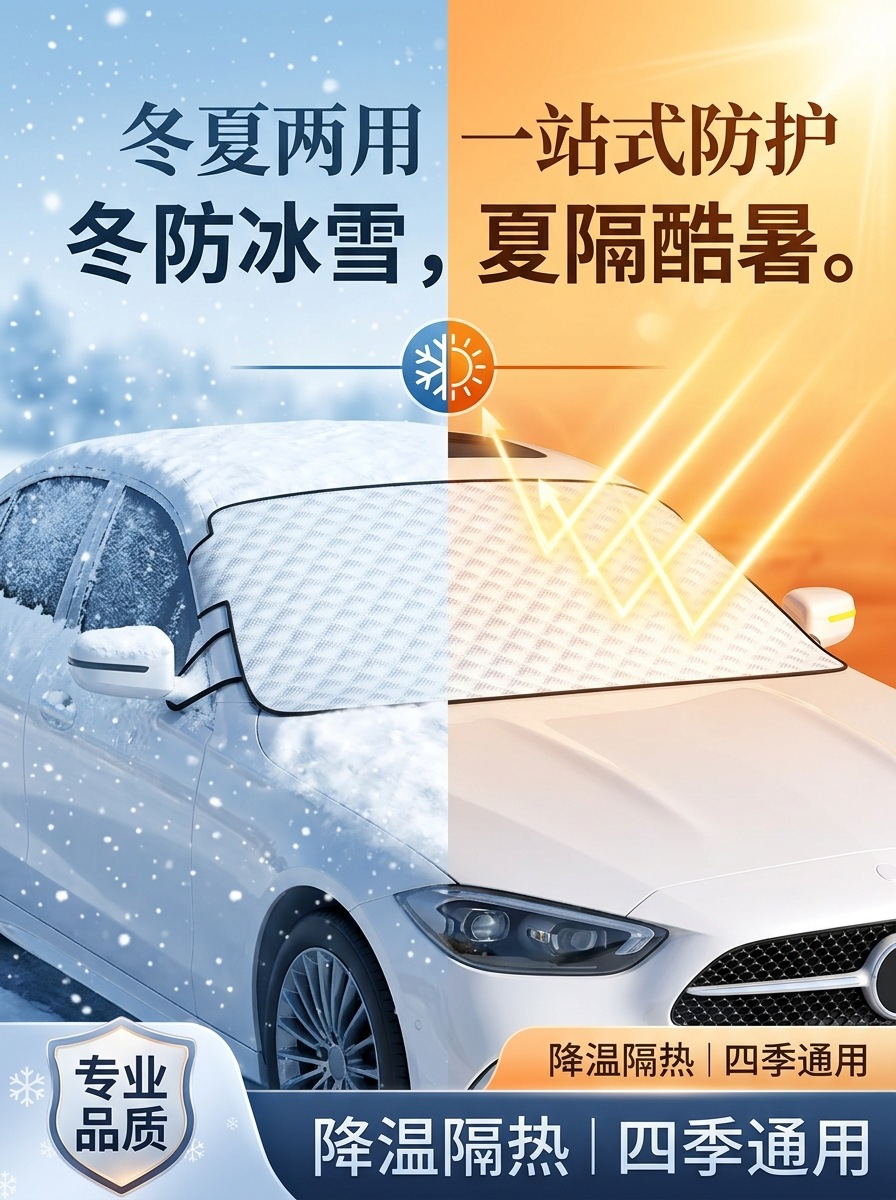 Car snow shield, sunshade, front windshield cover, snow-blocking cloth, winter car window frost and freeze protection cover