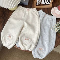 女童春秋可爱波点宽松休闲卫裤宝宝运动裤小童儿童收口束脚裤子女