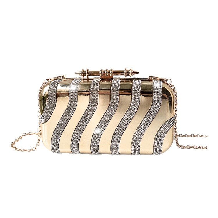 Bolsa de cena a rayas transfronterizas de diamantes acrílicos bolsas de cena de moda de sequillas cheongsam vestido bolsas de mano