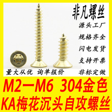 304不锈钢梅花槽沉头仿金色自攻螺丝内梅花平头金色螺钉M3M4M5M6