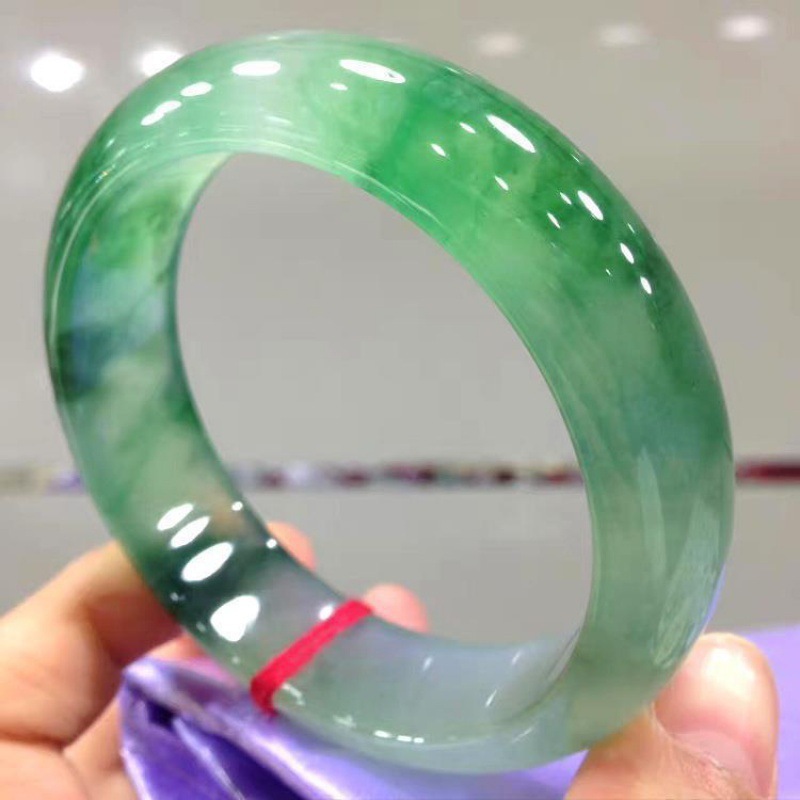 アイスビルマ翡翠ブレスレットAグレード老坑ビルマ陽緑花翡翠ブレスレット女性用|undefined