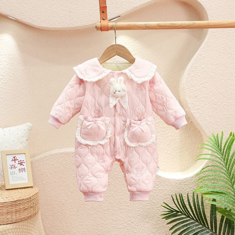 Mono de bebé coreano ins más engrosamiento acolchado de terciopelo invierno cálido para hombres y mujeres ropa de salida para bebés mameluco