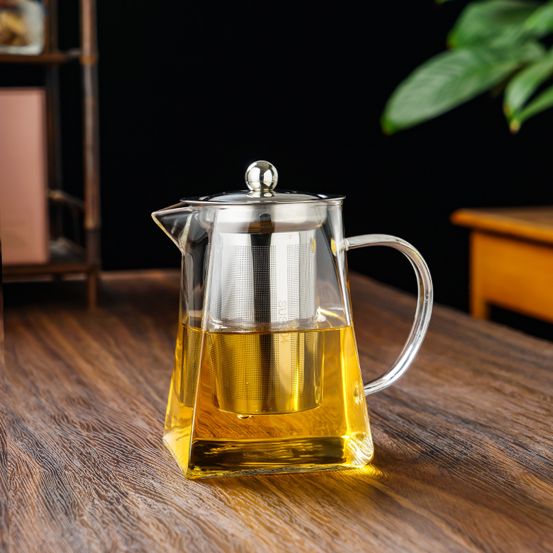 Tetera de Vidrio de Borosilicato Resistente al Calor y Artesanal para Hogar, Oficina y Sala de Té