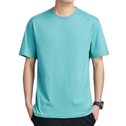 Summer Pure Color Fashion Trend Slim Fit Men's Group Workwear T-Shirt Round Neck Half Sleeve Short Sleeve Top Wholesale
