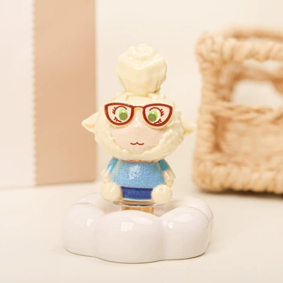 car, stress-relief decoration, trendy toy | Car ornaments - crazy-little-sheep-yellow-ceramic-base