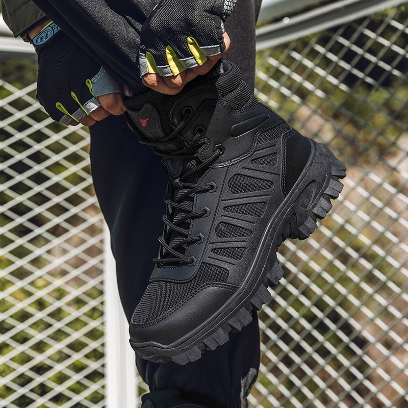 Botas tácticas de hombre grandes zapatos de entrenamiento de excursión al aire libre zapatos de entrenamiento negros de combate transfronterizos para hombres