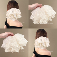 克洛里斯花神~超仙珍珠蕾丝发圈新超大法式温柔氛围感旅行发绳