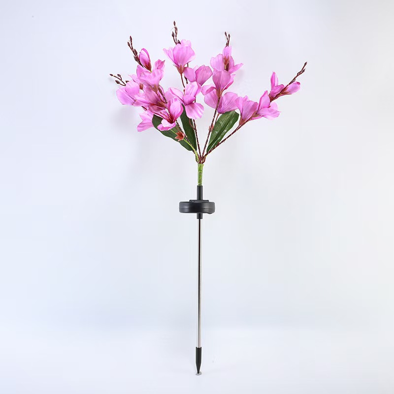 lámpara solar al aire libre villa impermeable simulación magnolia lámpara de suelo jardín jardín paisaje decoración lámpara de césped