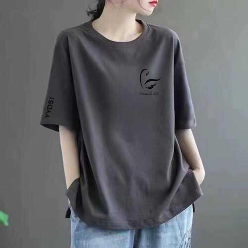 Women's Short Sleeve T-Shirt 2024 New Summer Fashion Casual Loose Slimming Youthful Plus Size Large Code Top T-Shirt