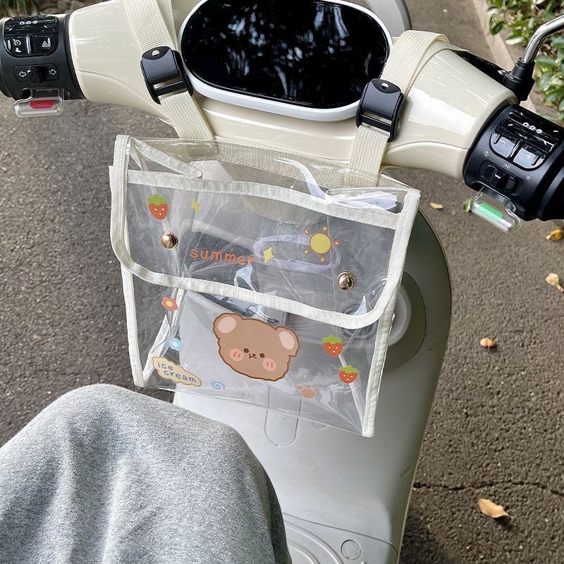 Electric scooter charger rain cover, transparent hanging bag, universal front-mounted storage bag for electric bikes, bicycles, and mobile phones