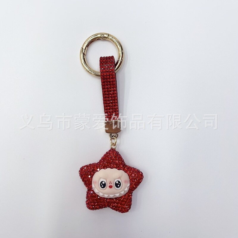 拉布布五角星钥匙扣挂件挂饰陶泥镶水钻卡通包包车载装饰配件批发|undefined