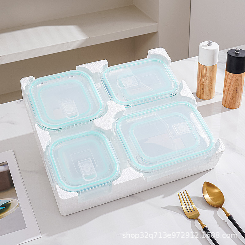 Cross-Border Supply of High Borosilicate Glass Lunch Boxes for Office Workers, Microwave-Safe Lunch Boxes, and Labeling Sets