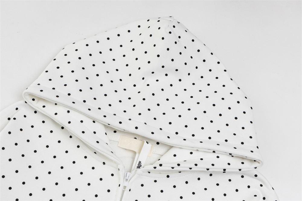 Ropa de hombre Trajes casuales deportivos para hombres y mujeres, marca de moda, chaqueta sudadera con capucha y lunares con estampado completo, pantalones holgados de campana con pierna ancha_voghion.com