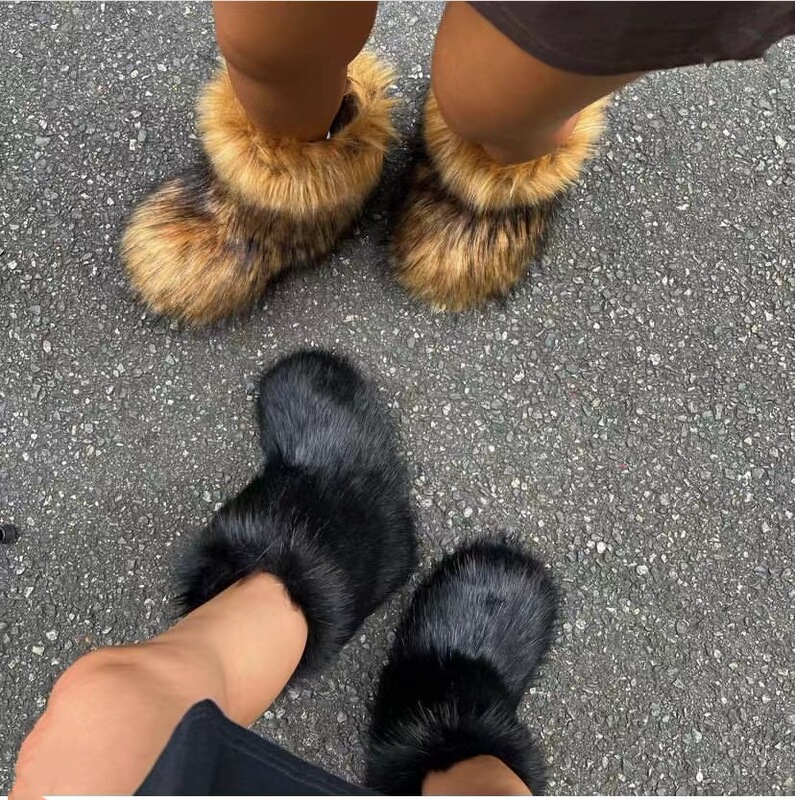 2023 Winter New Women's Faux Fur Snow Boots, Mid-Calf Plush Thickened Boots, Warm Mid-Calf Boots
