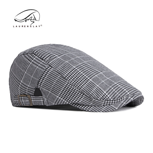 Plaid beret men's British retro spring and summer thin Korean style fashionable casual forward hat women's duck bill painter's hat