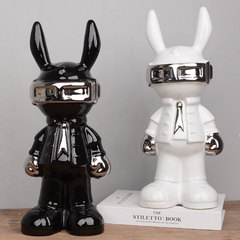 網紅陶瓷潮玩星際兔ins高級擺件客廳現代創意電視櫃玄關櫃裝飾品