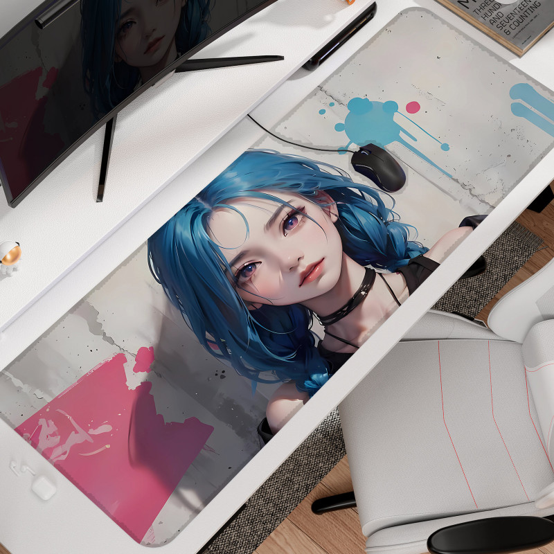 Mouse Pad Oversized Jinke Silk Keyboard Pad Extra-Large Thickened Lock Edge Animation Beauty Multi-Figure Large Office Desk Pad