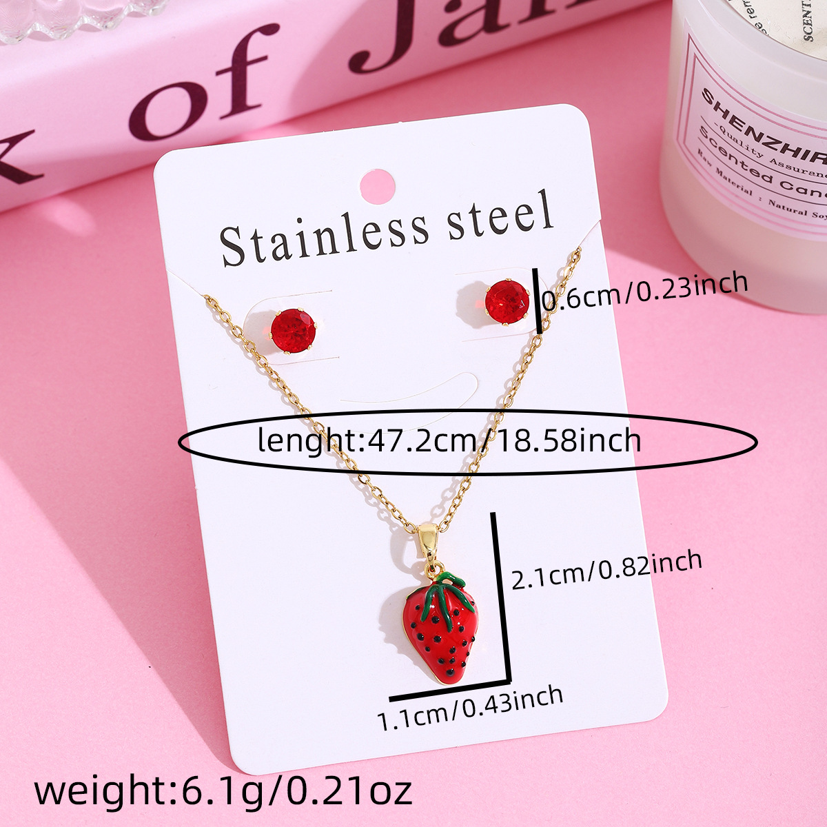 Wholesale Jewelry Sweet Cherry Strawberry 304 Stainless Steel Plating Jewelry Set Cable Chain display picture 6