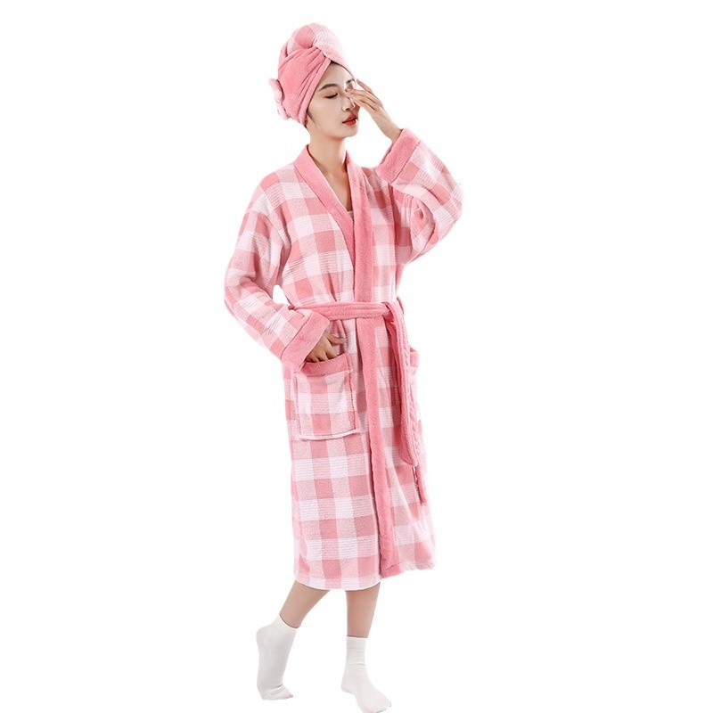 CHUHUI BATHROBE BATH TOWEL 착용 가능한 성인 여성 가구 흡수성 빠른 건조 사계절 유니버설 가을 | 겨울 목욕 2024 새로운 스타일