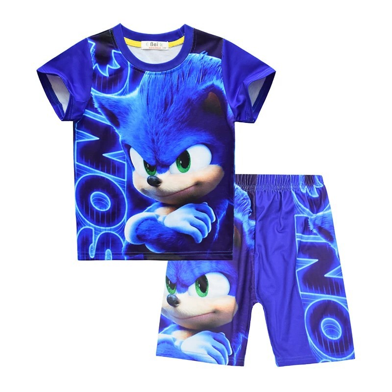 In-Stock Cross-Border Sonic - Sonic the Hedgehog Digital Print Children's Short-Sleeve Set Boys' Loungewear Pajamas In-Stock Cross-Border Sonic - Sonic the Hedgehog Digital Print Children's Short-Sleeve Set Boys' Loungewear Pajamas