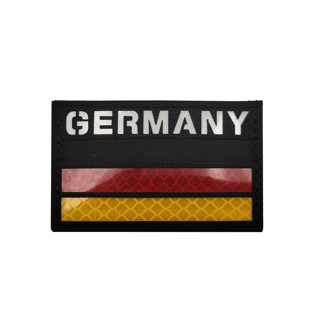 IR Alemania bandera DEU parche 9*5 brazalete de Velcro reflectante insignia bolsa al aire libre con sello