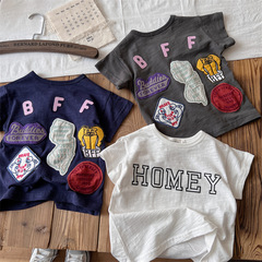 【】日系童裝中古DD夏款兒童徽章短袖T恤