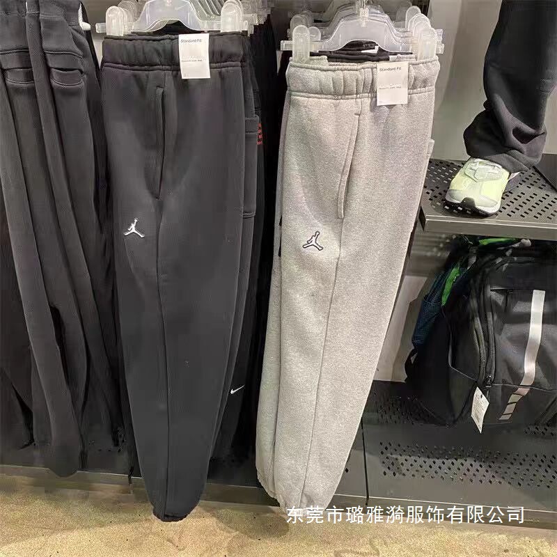 Cross-Border Version 25 Overseas Jordan Men's Sweatpants with Fleece and Jumpman Embroidery Small Logo Casual Couple's Wear