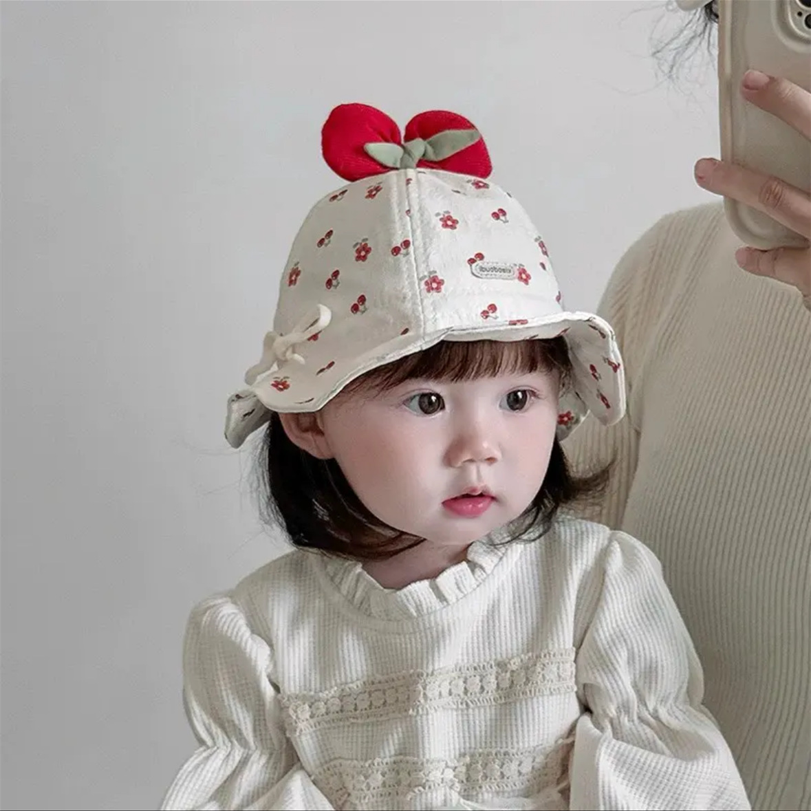 Sombrero de bebé de primavera y otoño delgado dulce arco sombrero de pescador para niñas mes pequeño sombrero ajustable de verano