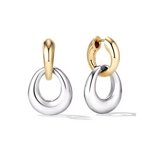 European and American heavy industry hot-selling ring interlocking earrings light luxury high-end temperament exquisite versatile retro earrings earrings