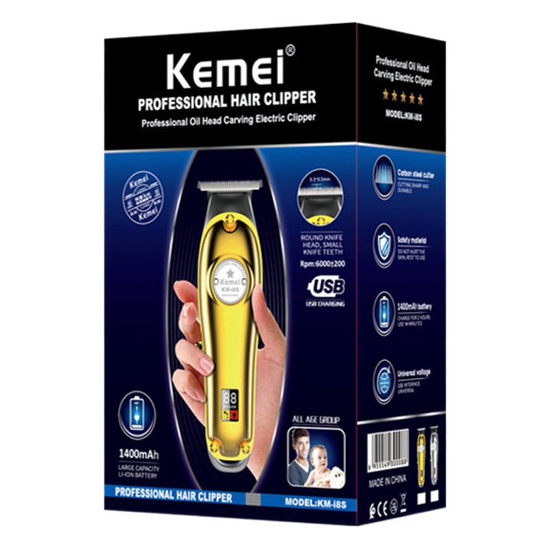 Kemei cuerpo de metal KM-I8S cortadora de cabello LCD pantalla LCD cortadora de cabello eléctrica cortadora de cabello