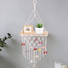 儿童木棍发夹发饰收纳棉线编织置物架挂件木环流苏儿童房木架