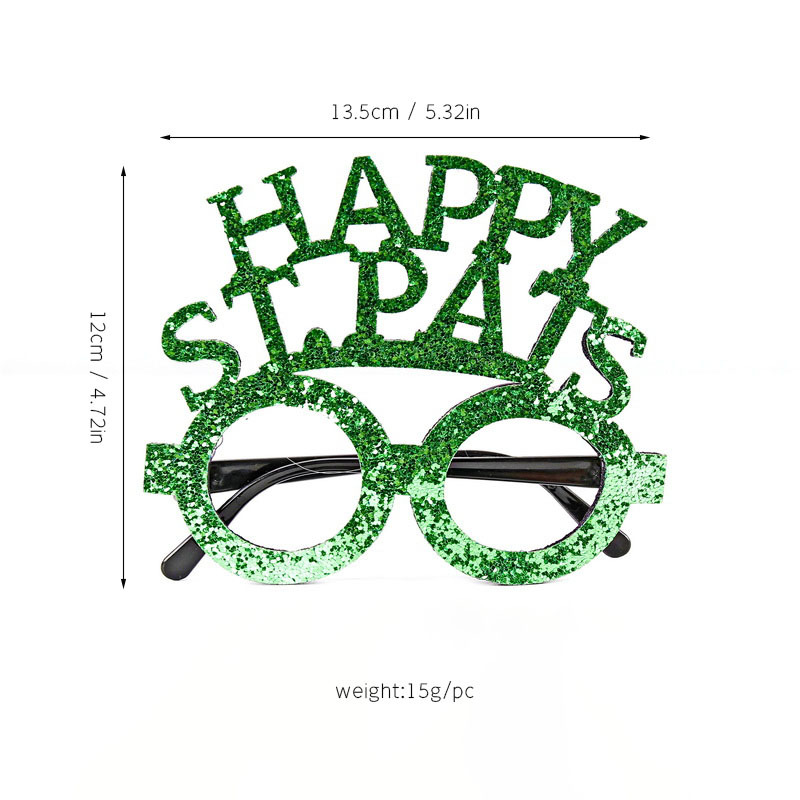 Día de San Patricio tema trébol tocado de cabeza irlandés fiesta de cerveza gafas decorativas de trébol