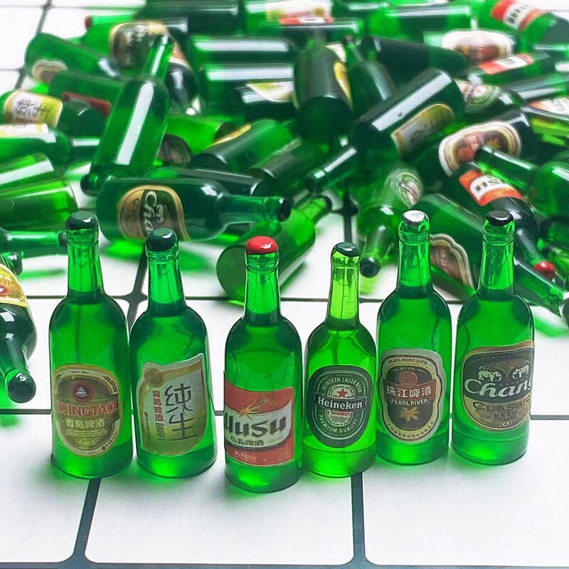 クリエイティブシミュレーショングリーンビール洋酒瓶小酒瓶diy夜灯置物樹脂小物夜灯アクセサリー|undefined