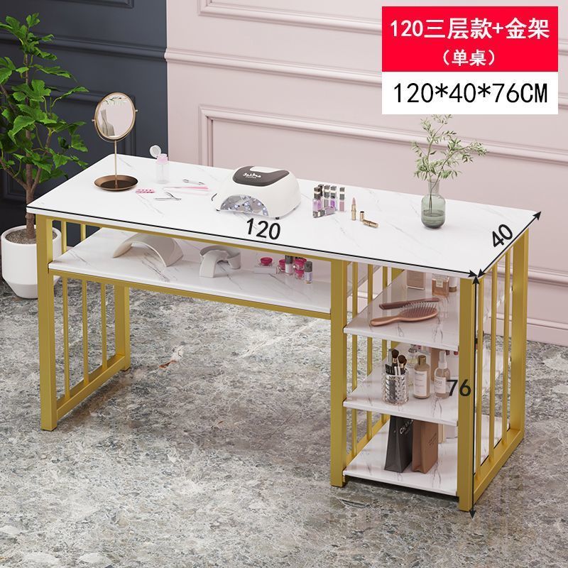 ネイルサロンマニキュアチェア長方形化粧テーブル小さなアパートガールハートイン千鳥格子二層マニキュアテーブルセット|undefined