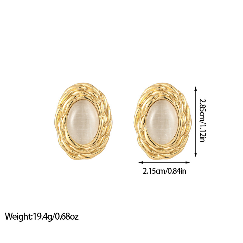 22g Weight Titanium Steel Ear Needle Material Ear Studs Classification 1 Pair Quantity Holiday, Daily Occasion Titanium Steel Material Oval Pattern All Seasons Season Women's Gender Plating Design Vacation, Classic Style Style 1 Pair Vacation Classic Style Oval Plating Titanium Steel Ear Studs 4
