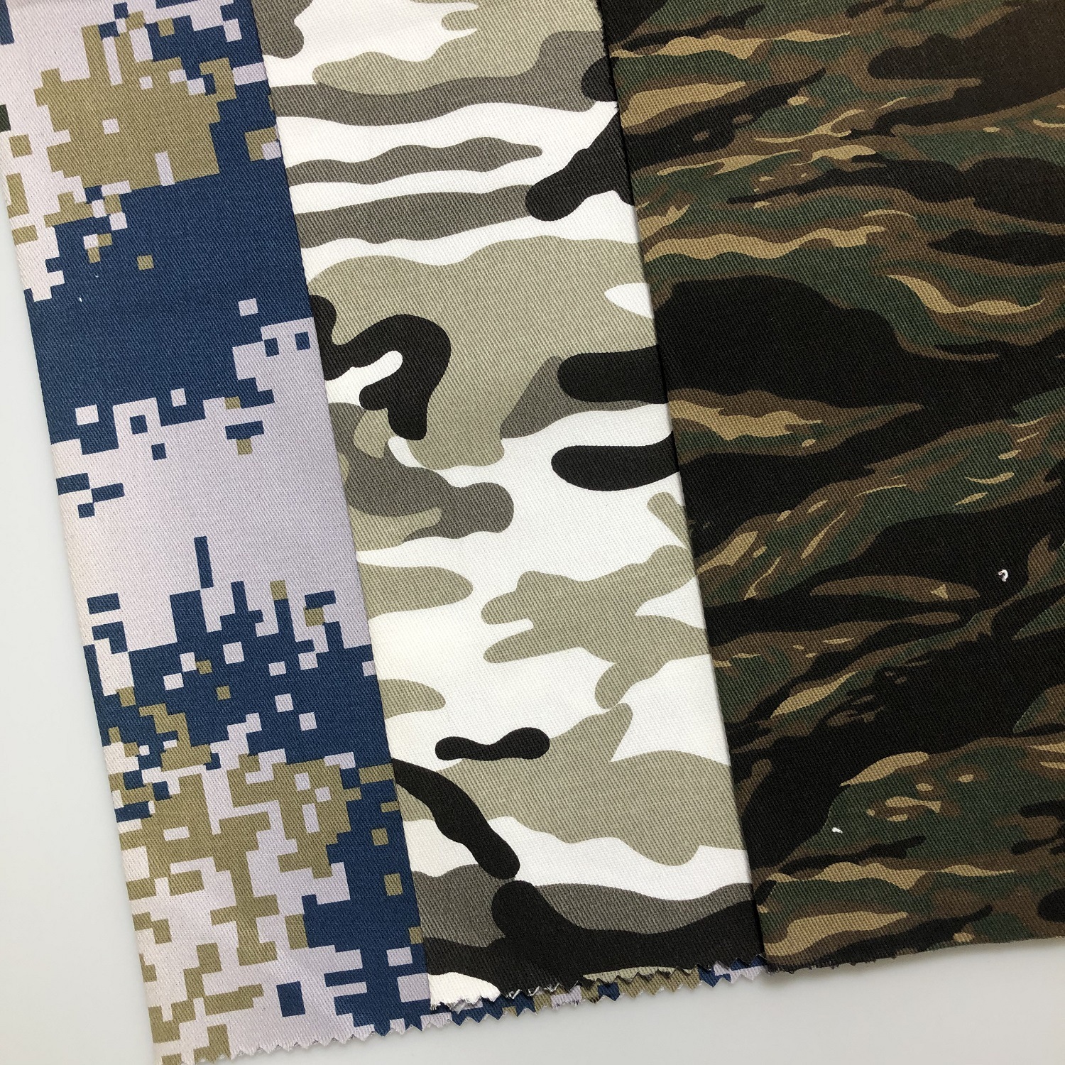 迷彩斜纹布纱卡全棉 工装鞋帽迷彩面料 色卡免费