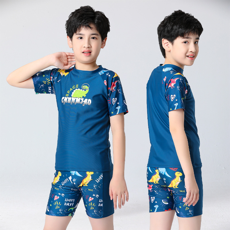 Traje de baño para niños dividido para niños Nuevo camuflaje guapo impreso para niños medianos y grandes traje de baño de secado rápido traje de baño