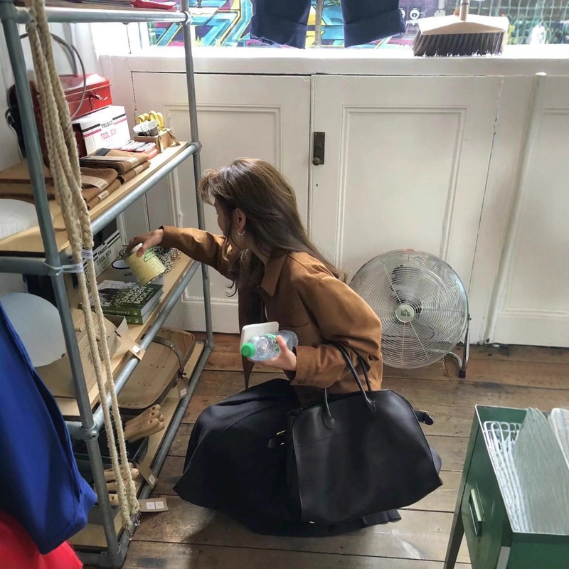 韩国chic秋季美式复古翻领麂皮绒宽松百搭长袖做旧工装夹克外套女|undefined
