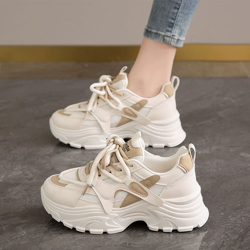 Versatile White Shoes for Small People, Thick-Soled Sneakers for Women, 2025 Spring New Breathable Mesh Dad Shoes Versatile White Shoes for Small People, Thick-Soled Sneakers for Women, 2025 Spring New Breathable Mesh Dad Shoes