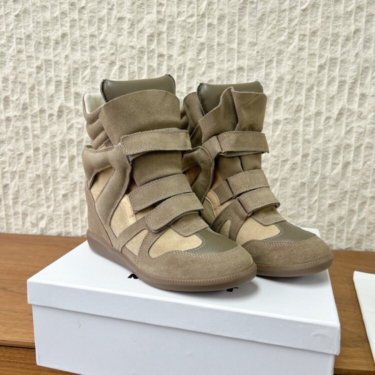 Isa Isah's New 2025 Hidden Height-Increasing High-Top Women's Shoes, Color-Blocked Flat-Soled Casual Velcro Sneakers for Women