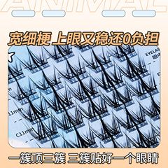 BQI狐系斜飛假睫毛 狐狸眼自然卷翹仿真單簇分段歐美風濃密純野妝