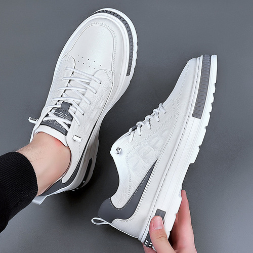 Sanlima's new men's shoes, sports and leisure inner heightening men's leather shoes, white shoes, fashionable men's single shoes wholesale