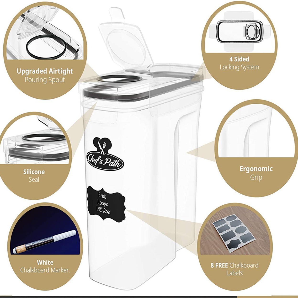Transfronterizo 4L gran tanque de plástico sellado conjunto de cocina almacenamiento tanque de almacenamiento almuerzo granos cocina de comedor diario