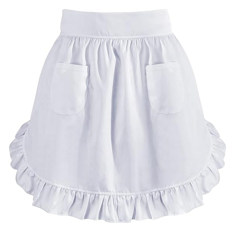 Nuevo delantal de poliéster transfronterizo medio cuerpo corto vestido de encaje cocina casera comedor ropa de trabajo de sirvienta delantal francés