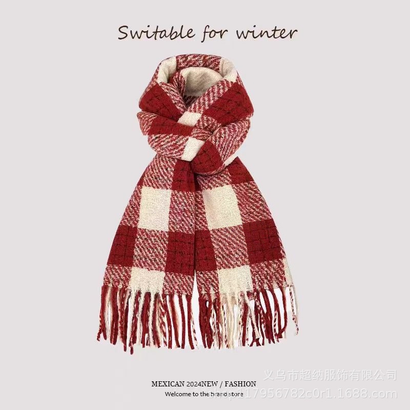 Invierno nuevo bufandas a cuadros de cachemira suave pegajosa flange collar retro grueso calentamiento al por mayor