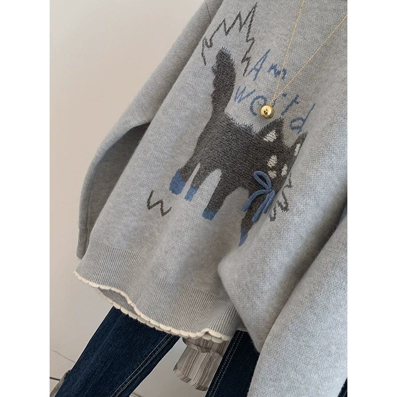 Demi-season knitted sweater, increased thickness