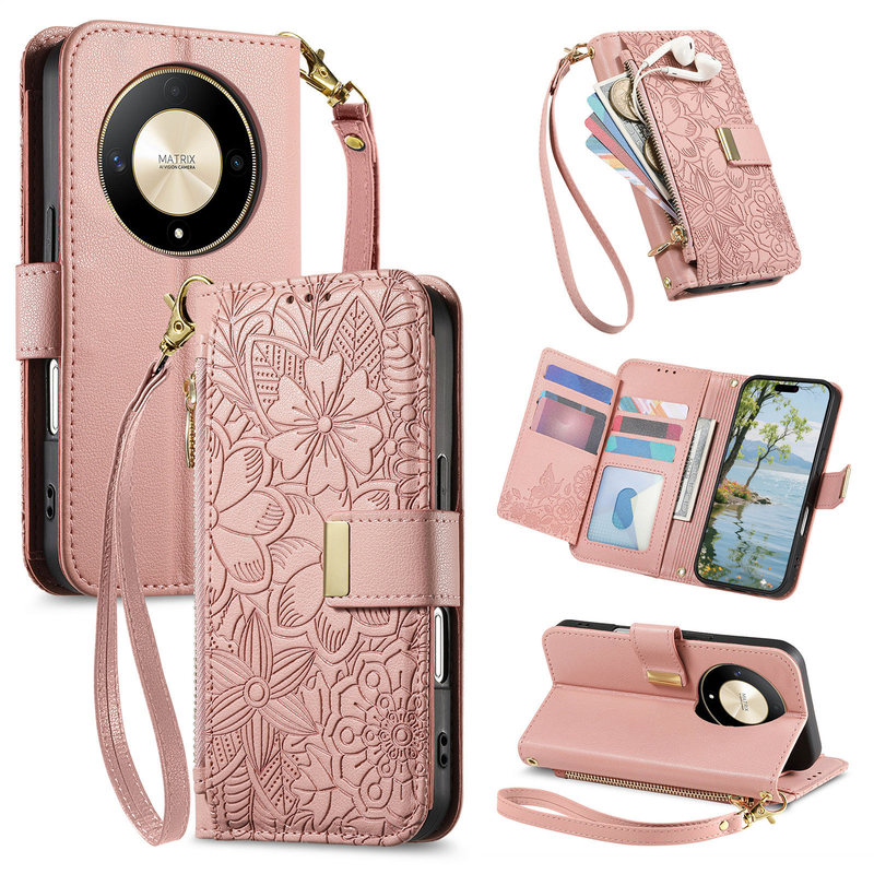 Suitable for Huawei Mate80 Flip Cover with Floral and Leaf Design Phone Case, Honor 500 Wallet Protective Case, Pura80 Shell Suitable for Huawei Mate80 Flip Cover with Floral and Leaf Design Phone Case, Honor 500 Wallet Protective Case, Pura80 Shell